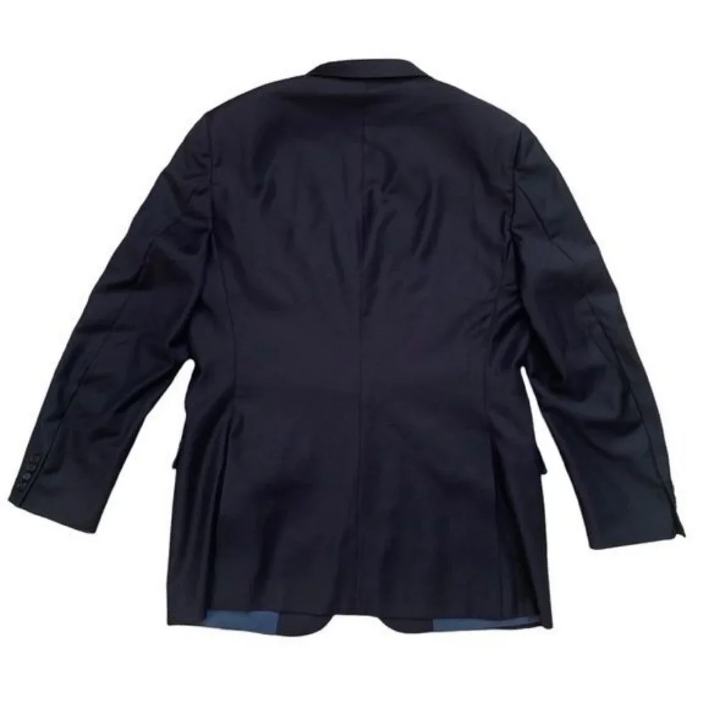 Hickey Freeman Milburn II Navy Blue Blazer 100% Worsted Wool Size‎ 42L